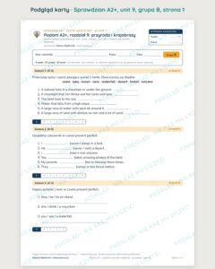 Sprawdzian angielski klasa 7 A2+ unit 9: przyroda i krajobrazy, B–E — podgląd karty, strona 1