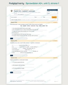 Sprawdziany z angielskiego klasa 7, poziom A2+ — 10 rozdziałów A–E — podgląd karty, strona 1