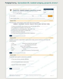Sprawdzian angielski klasa 8 B1 rozdział wstępny — grupy B–E — podgląd karty, strona 1