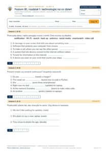 Sprawdziany z angielskiego klasa 8, poziom B1 — 10 rozdziałów, A–E PDF — okładka