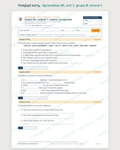 Sprawdzian angielski klasa 8 B1 unit 7: rodzina i przyjaciele, B–E — podgląd karty, strona 1