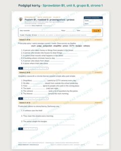 Sprawdzian angielski klasa 8 B1 unit 8: przestępstwa i prawo, B–E — podgląd karty, strona 1