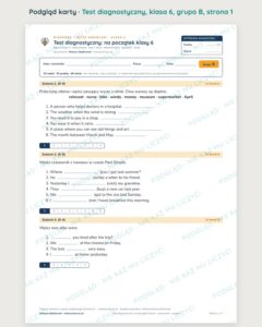 Test diagnostyczny z angielskiego, klasa 6 — grupy B–E PDF — podgląd, strona 1