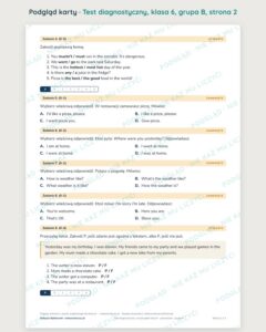 Test diagnostyczny z angielskiego, klasa 6 — grupy B–E PDF — podgląd, strona 2