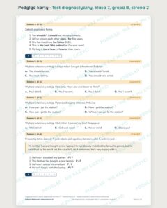 Test diagnostyczny z angielskiego, klasa 7 — grupy B–E PDF — podgląd, strona 2