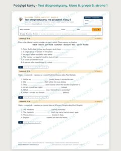 Test diagnostyczny z angielskiego, klasa 8 — grupy B–E PDF — podgląd, strona 1