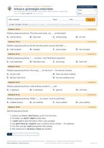 Sprawdzian angielski klasa 4 LO i technikum: gramatyka maturalna — B–E — okładka