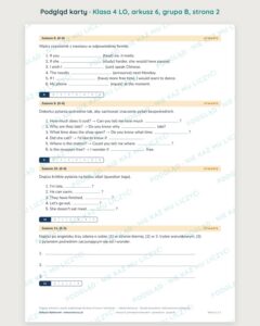 Sprawdzian angielski klasa 4 LO i technikum: gramatyka maturalna — B–E — podgląd karty, strona 2