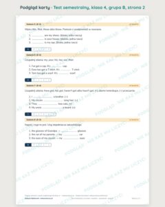 Test semestralny z angielskiego, klasa 4 — grupy B–E PDF — podgląd, strona 2