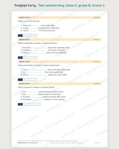 Test semestralny z angielskiego, klasa 5 — grupy B–E PDF — podgląd, strona 2