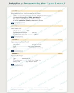 Test semestralny z angielskiego, klasa 7 — grupy B–E PDF — podgląd, strona 2