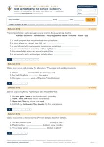 Test semestralny z angielskiego, klasa 8 — grupy B–E PDF — okładka