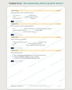 Test semestralny z angielskiego, klasa 8 — grupy B–E PDF — podgląd, strona 2