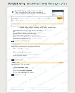 Testy semestralne z angielskiego, klasy 4–8 — grupy A–E PDF — podgląd 1