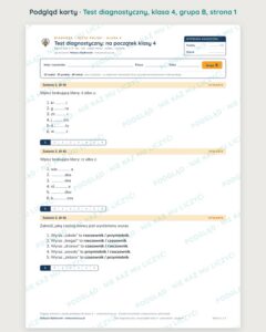Test diagnostyczny z polskiego, klasa 4 — grupy B–E PDF — podgląd, strona 1