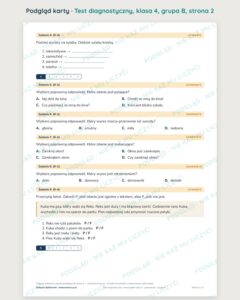 Test diagnostyczny z polskiego, klasa 4 — grupy B–E PDF — podgląd, strona 2