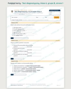 Test diagnostyczny z polskiego, klasa 6 — grupy B–E PDF — podgląd, strona 1