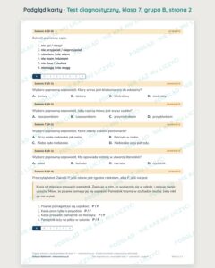 Test diagnostyczny z polskiego, klasa 7 — grupy B–E PDF — podgląd, strona 2