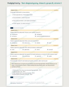 Test diagnostyczny z polskiego, klasa 8 — grupy B–E PDF — podgląd, strona 2