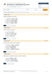 Sprawdzian z angielskiego, klasa 1 szkoły podstawowej — B–E PDF — okładka