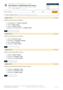 Sprawdzian z angielskiego, klasa 2 szkoły podstawowej — B–E PDF — okładka