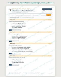 Sprawdzian z angielskiego, klasa 3 szkoły podstawowej — B–E PDF — podgląd, strona 1