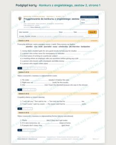 Konkurs z angielskiego, klasy 7–8, zestaw 2 — grupy B–E PDF — podgląd, strona 1
