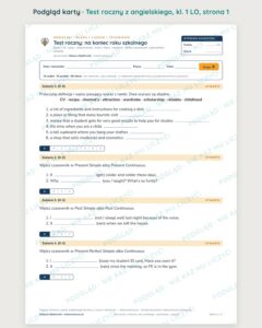Test roczny z angielskiego, klasa 1 liceum i technikum — B–E — podgląd, strona 1