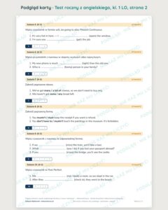Test roczny z angielskiego, klasa 1 liceum i technikum — B–E — podgląd, strona 2