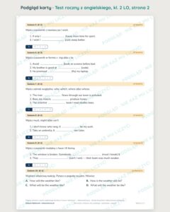 Test roczny z angielskiego, klasa 2 liceum i technikum — B–E — podgląd, strona 2