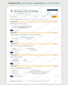 Test roczny z angielskiego, klasa 4 liceum i technikum — B–E — podgląd, strona 1