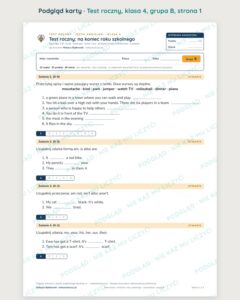 Test roczny z angielskiego, klasa 4 — grupy B–E PDF — podgląd, strona 1