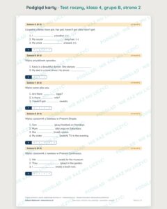 Test roczny z angielskiego, klasa 4 — grupy B–E PDF — podgląd, strona 2
