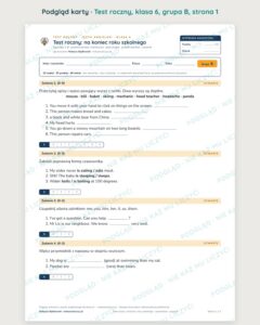 Test roczny z angielskiego, klasa 6 — grupy B–E PDF — podgląd, strona 1