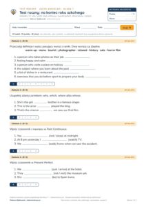 Test roczny z angielskiego, klasa 7 — grupy B–E PDF — okładka