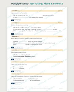 Testy roczne z angielskiego, klasy 4–8 — grupy A–E PDF — podgląd 2