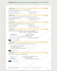 Test semestralny z angielskiego, klasa 4 liceum i technikum — B–E — podgląd, strona 2