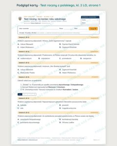 Test roczny z polskiego, klasa 2 liceum i technikum — B–E — podgląd, strona 1