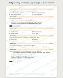 Test roczny z polskiego, klasa 2 liceum i technikum — B–E — podgląd, strona 2