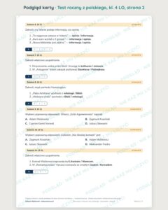Test roczny z polskiego, klasa 4 liceum i technikum — B–E — podgląd, strona 2