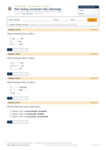 Testy roczne z polskiego, klasy 4–8 — grupy A–E PDF — okładka