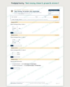 Test roczny z polskiego, klasa 5 — grupy B–E PDF — podgląd, strona 1