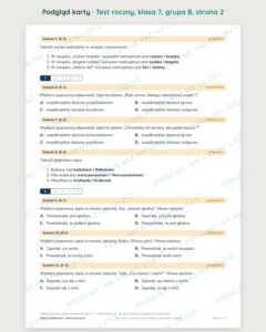 Test roczny z polskiego, klasa 7 — grupy B–E PDF — podgląd, strona 2