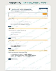 Testy roczne z polskiego, klasy 4–8 — grupy A–E PDF — podgląd 1