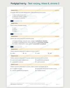 Testy roczne z polskiego, klasy 4–8 — grupy A–E PDF — podgląd 2
