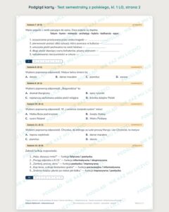 Test semestralny z polskiego, klasa 1 liceum i technikum — B–E — podgląd, strona 2