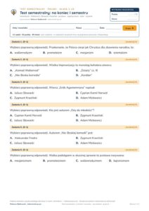 Test semestralny z polskiego, klasa 2 liceum i technikum — B–E — okładka