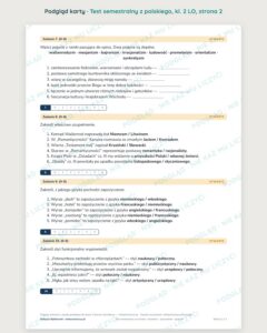 Test semestralny z polskiego, klasa 2 liceum i technikum — B–E — podgląd, strona 2