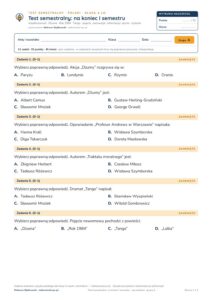 Test semestralny z polskiego, klasa 4 liceum i technikum — B–E — okładka