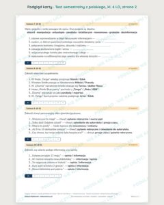 Test semestralny z polskiego, klasa 4 liceum i technikum — B–E — podgląd, strona 2